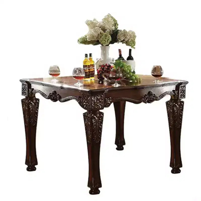 Tavolino d'appoggio Vendome 54" con finitura ciliegio - Acme Furniture: Quadrato, Gambe in legno tornito, Motivi floreali