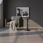 Tavolino tondo Urban Port 22" in alluminio pressofuso con finitura martellata nera