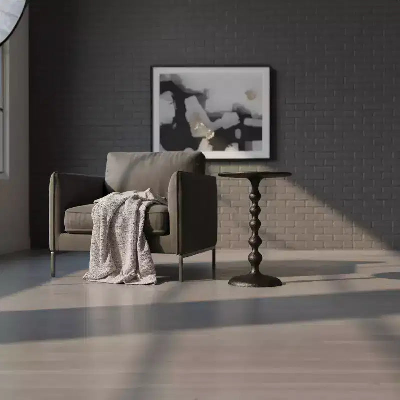 Tavolino tondo Urban Port 22" in alluminio pressofuso con finitura martellata nera