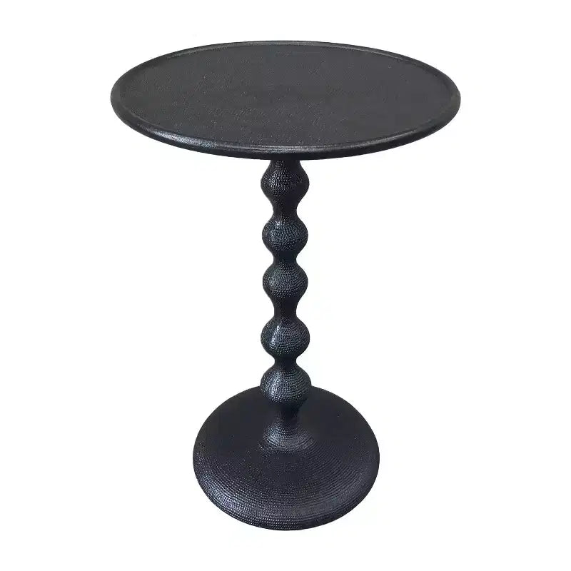 Tavolino tondo Urban Port 22" in alluminio pressofuso con finitura martellata nera