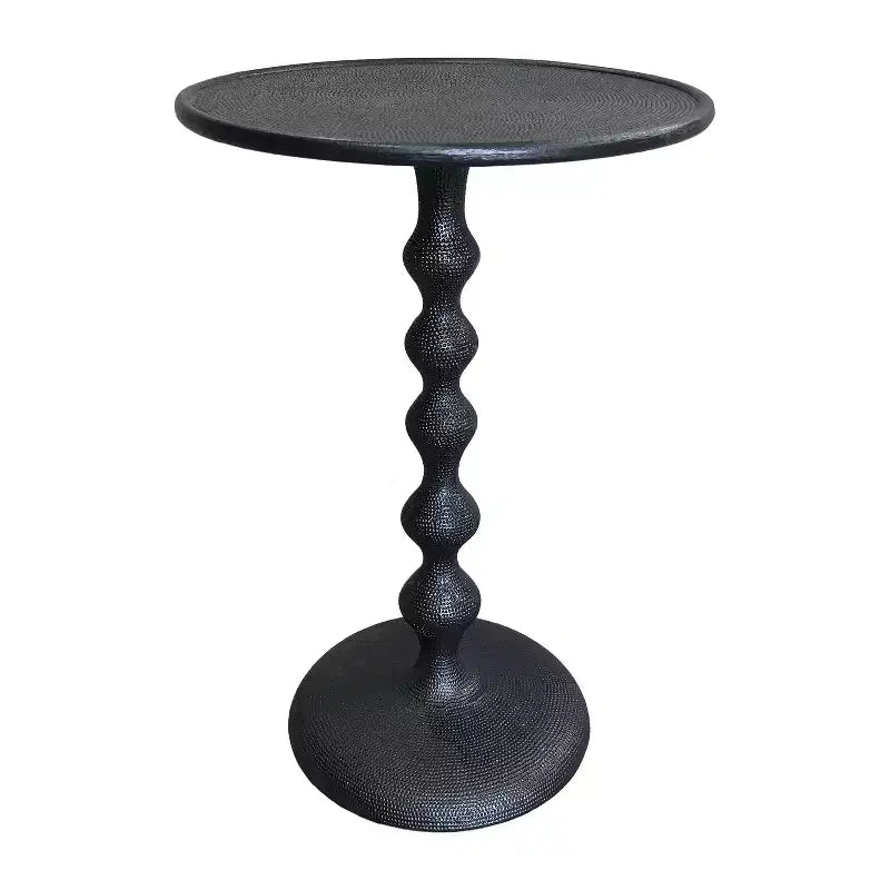 Tavolino tondo Urban Port 22" in alluminio pressofuso con finitura martellata nera