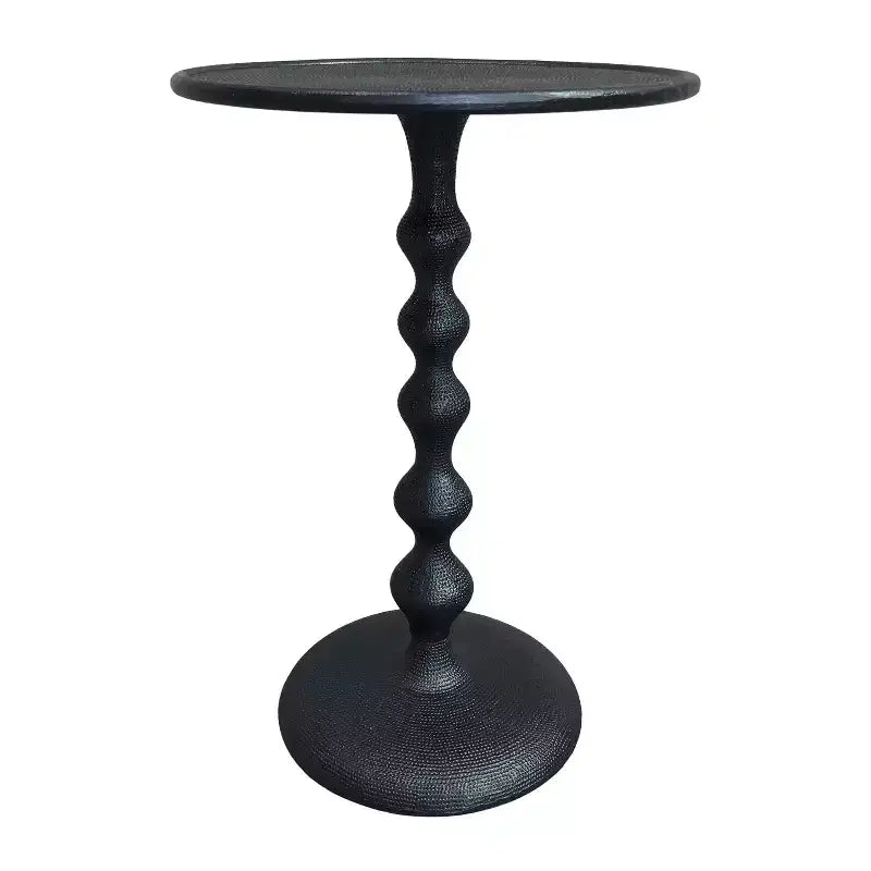 Tavolino tondo Urban Port 22" in alluminio pressofuso con finitura martellata nera