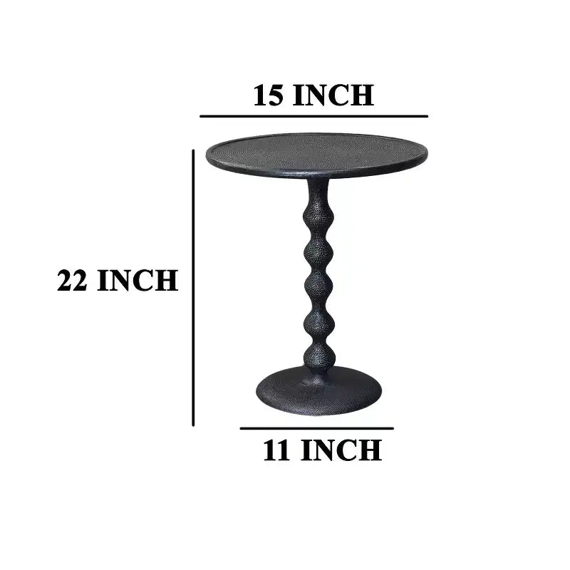 Tavolino tondo Urban Port 22" in alluminio pressofuso con finitura martellata nera