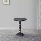 Tavolino tondo Urban Port 22" in alluminio pressofuso con finitura martellata nera