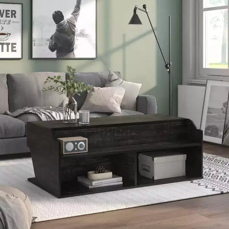 Tavolino da caffè con ripiano a sollevamento 44" Hawkpoint Transitional Rovere nero riciclato - miBasics
