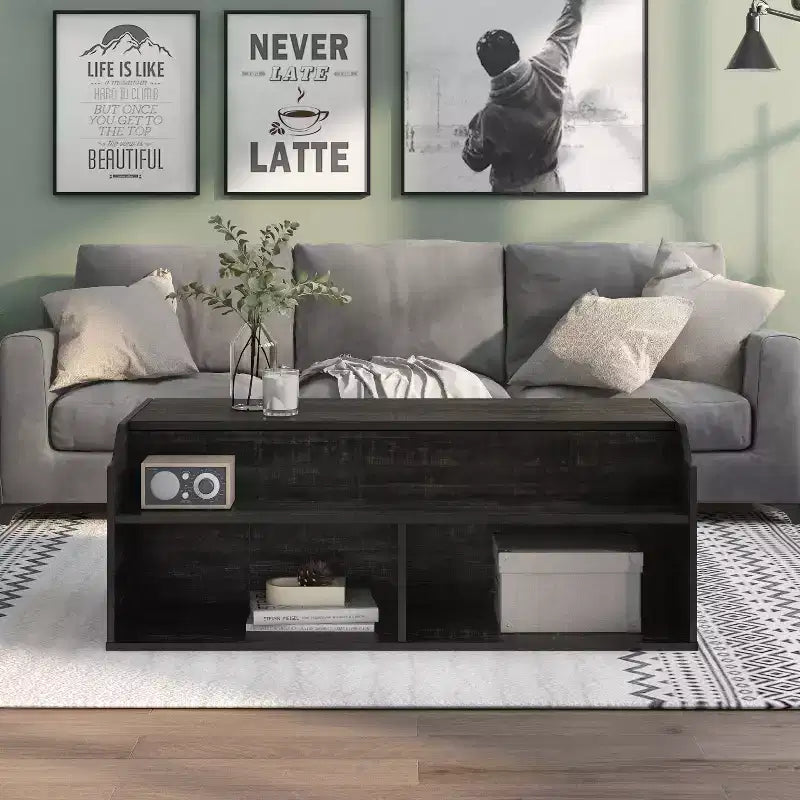 Tavolino da caffè con ripiano a sollevamento 44" Hawkpoint Transitional Rovere nero riciclato - miBasics