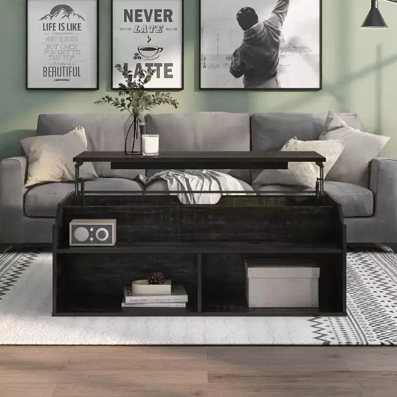 Tavolino da caffè con ripiano a sollevamento 44" Hawkpoint Transitional Rovere nero riciclato - miBasics