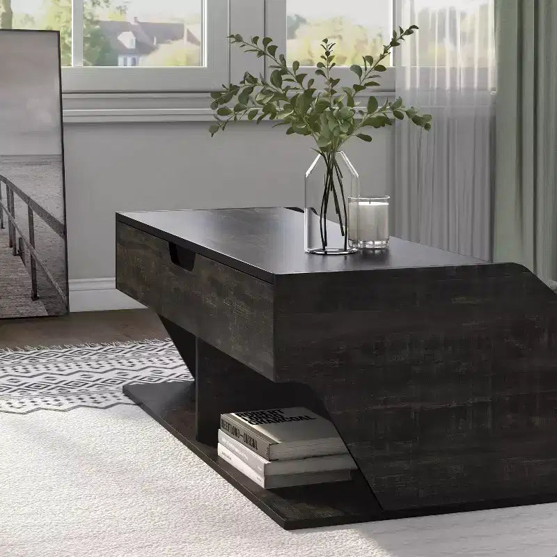 Tavolino da caffè con ripiano a sollevamento 44" Hawkpoint Transitional Rovere nero riciclato - miBasics