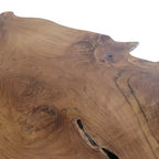 Tavolino da caffè Olivia & May in legno di teak fatto a mano con bordo vivo e gambe a forcina in metallo nero, marrone