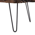 Tavolino da caffè Olivia & May in legno di teak fatto a mano con bordo vivo e gambe a forcina in metallo nero, marrone