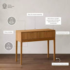 Tavolo Consolle Nathan James Boho Wood con 2 Cassetti con Scanalature: Gambe Affusolate, Maniglie in Ottone, Stile Moderno di Metà Secolo