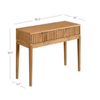 Tavolo Consolle Nathan James Boho Wood con 2 Cassetti con Scanalature: Gambe Affusolate, Maniglie in Ottone, Stile Moderno di Metà Secolo