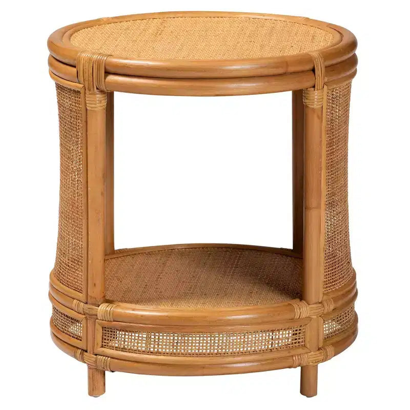 Bali & Pari Louis Tavolino con finitura in rattan color miele chiaro: Nessun assemblaggio richiesto, in vimini rotondo