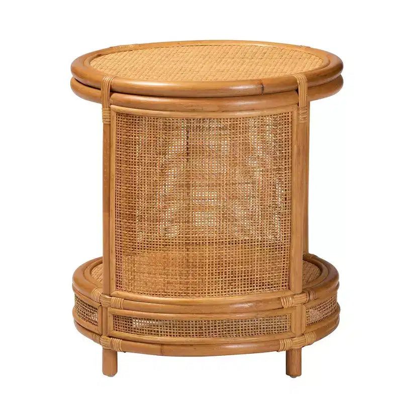 Bali & Pari Louis Tavolino con finitura in rattan color miele chiaro: Nessun assemblaggio richiesto, in vimini rotondo
