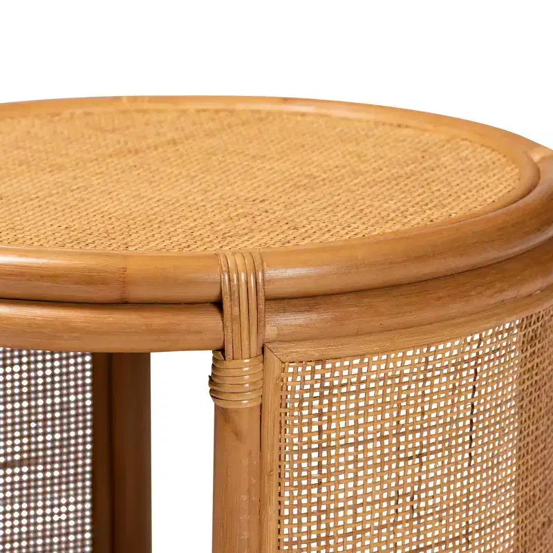 Bali & Pari Louis Tavolino con finitura in rattan color miele chiaro: Nessun assemblaggio richiesto, in vimini rotondo