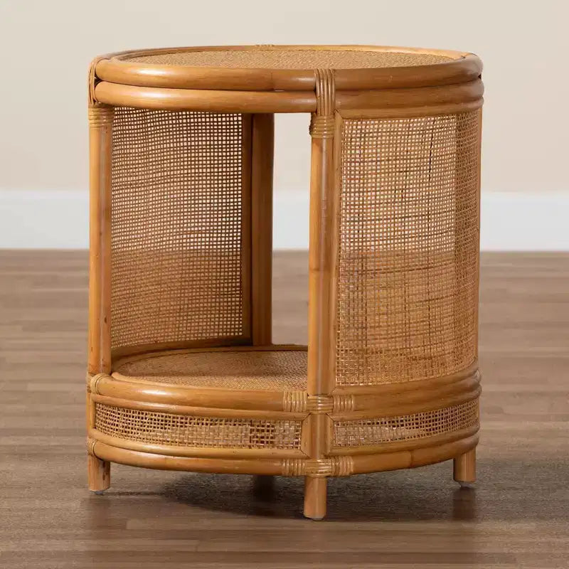 Bali & Pari Louis Tavolino con finitura in rattan color miele chiaro: Nessun assemblaggio richiesto, in vimini rotondo
