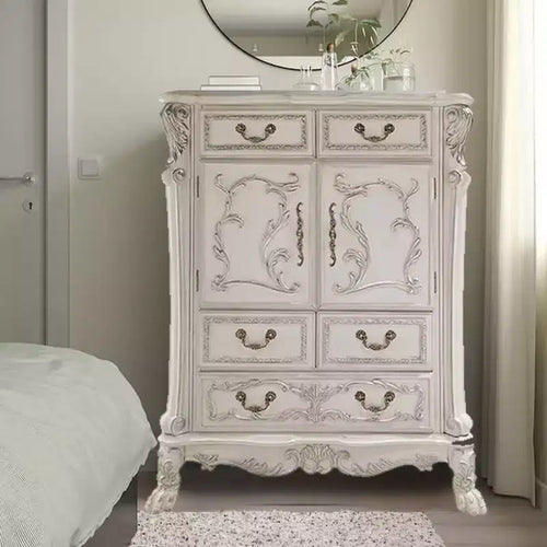 Acme Furniture 42" Dresden II Cassetti Decorativi per Contenimento Finitura Bianco Osso: Cassettiera a 5 Cassetti, Composito di Legno, Nessun Montaggio Richiesto