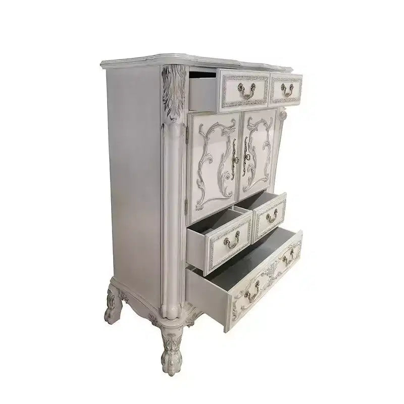 Acme Furniture 42" Dresden II Cassetti Decorativi per Contenimento Finitura Bianco Osso: Cassettiera a 5 Cassetti, Composito di Legno, Nessun Montaggio Richiesto
