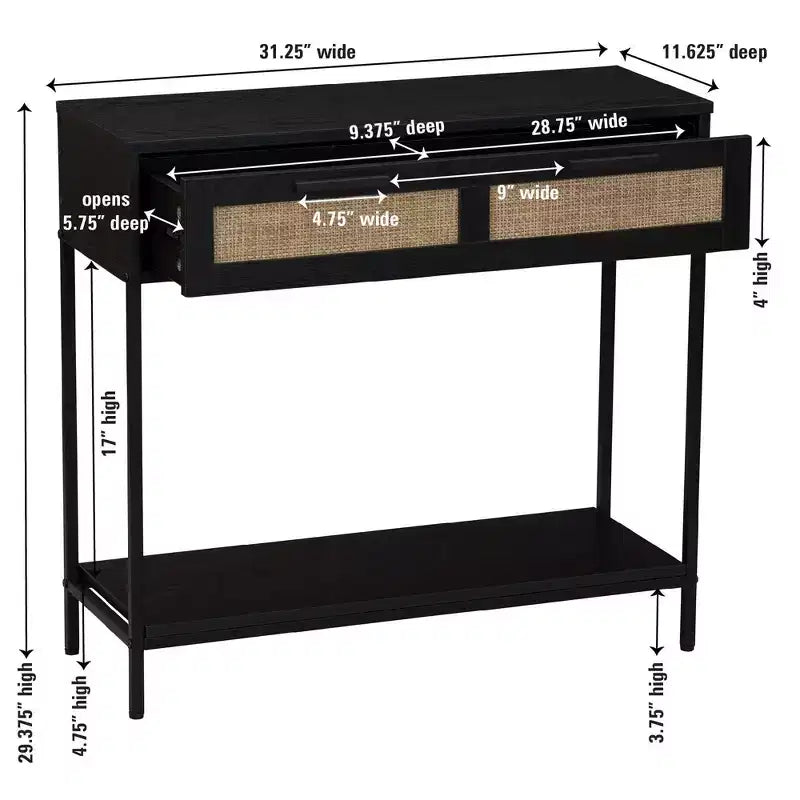 Household Essentials Tavolo consolle Bungalow nero
