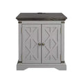 Festivo 2 Door Side Table Gray: Farmhouse Style, Built-in USB/AC Outlets, Adjustable Shelf