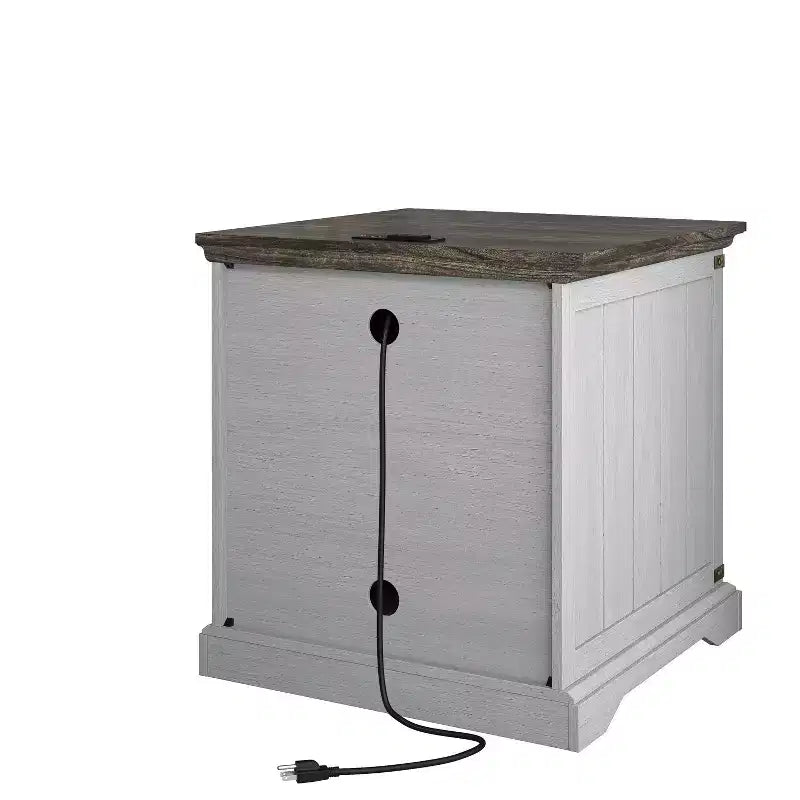 Tavolino a 2 ante Festivo grigio: Stile rustico, prese USB/CA integrate, ripiano regolabile