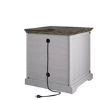 Tavolino a 2 ante Festivo grigio: Stile rustico, prese USB/CA integrate, ripiano regolabile