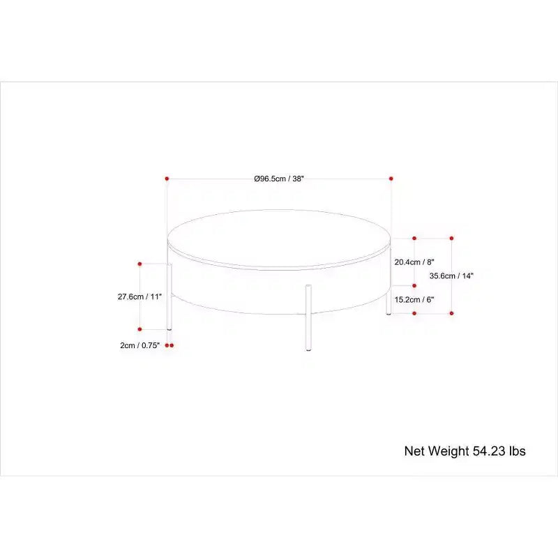 WyndenHall Farmington Drum Coffee Table Naturale: Stile Industriale Moderno, Legno di Mango e Ferro, 96,5 cm