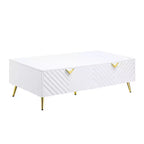 Tavolino da caffè Gaines 53" Finitura bianco lucido - Acme Furniture: Elegante design rettangolare, Nessun montaggio richiesto