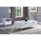 Tavolino da caffè Gaines 53" Finitura bianco lucido - Acme Furniture: Elegante design rettangolare, Nessun montaggio richiesto