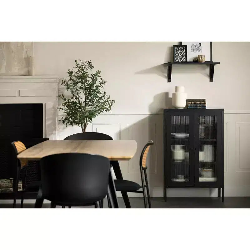 Mobile contenitore decorativo South Shore, larghezza 54,6 cm, nero: struttura in metallo, 3 ripiani, richiede montaggio da parte di un adulto