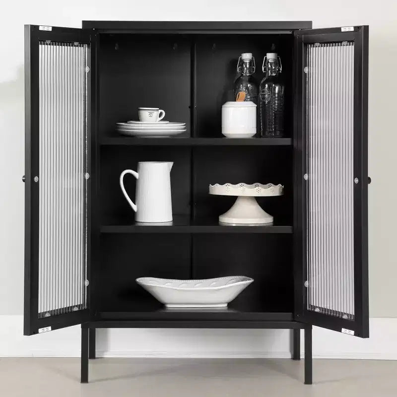 Mobile contenitore decorativo South Shore, larghezza 54,6 cm, nero: struttura in metallo, 3 ripiani, richiede montaggio da parte di un adulto