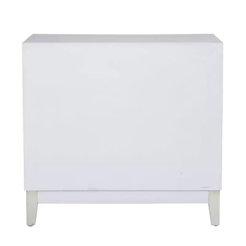 Madia accentata Powell Buchanan in legno massello a due ante e due ripiani, bianco antico