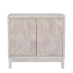 Madia accentata Powell Buchanan in legno massello a due ante e due ripiani, bianco antico