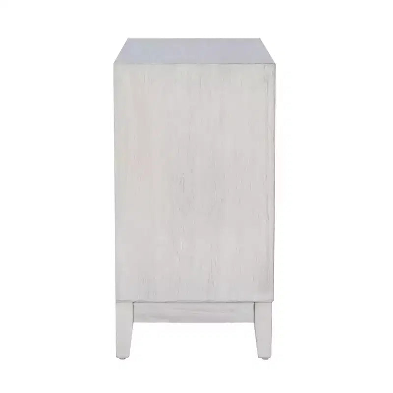 Madia accentata Powell Buchanan in legno massello a due ante e due ripiani, bianco antico