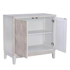 Madia accentata Powell Buchanan in legno massello a due ante e due ripiani, bianco antico