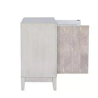Madia accentata Powell Buchanan in legno massello a due ante e due ripiani, bianco antico