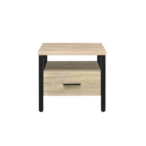 Tavolino Accent 20" Yawan Rovere/Nero - Acme Furniture: Rettangolare con Cassetto, Ripiano Aperto, Guide in Metallo