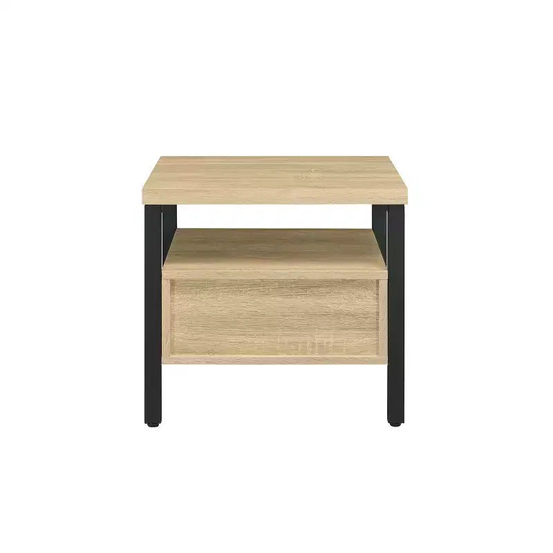 Tavolino Accent 20" Yawan Rovere/Nero - Acme Furniture: Rettangolare con Cassetto, Ripiano Aperto, Guide in Metallo