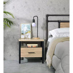 Tavolino Accent 20" Yawan Rovere/Nero - Acme Furniture: Rettangolare con Cassetto, Ripiano Aperto, Guide in Metallo