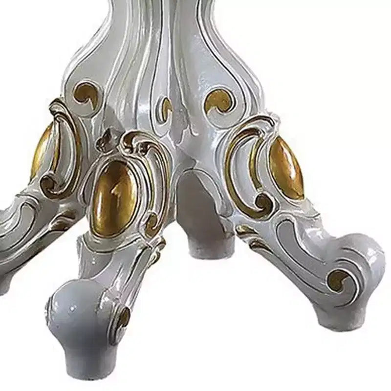 Tavolino Picardy da 48" color perla anticata e rovere ciliegio - Acme Furniture: Dettagli intagliati, Forma rotonda