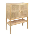 Storied Home Woven 47" Tall Decorative Storage Cabinet Natural: Rattan & Pine, 2-Door with Shelf