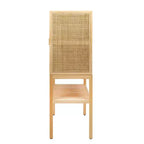 Mobile contenitore decorativo Storied Home Woven alto 119 cm, colore naturale: Rattan e Pino, 2 ante con ripiano