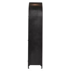 Mobile Contenitore Decorativo Storied Home Ad Arco Alto 76" Nero: Telaio in Ferro, Superficie in Vetro, Ripiani Fissi