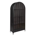 Mobile Contenitore Decorativo Storied Home Ad Arco Alto 76" Nero: Telaio in Ferro, Superficie in Vetro, Ripiani Fissi