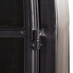 Mobile Contenitore Decorativo Storied Home Ad Arco Alto 76" Nero: Telaio in Ferro, Superficie in Vetro, Ripiani Fissi