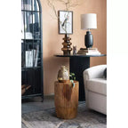 Mobile Contenitore Decorativo Storied Home Ad Arco Alto 76" Nero: Telaio in Ferro, Superficie in Vetro, Ripiani Fissi