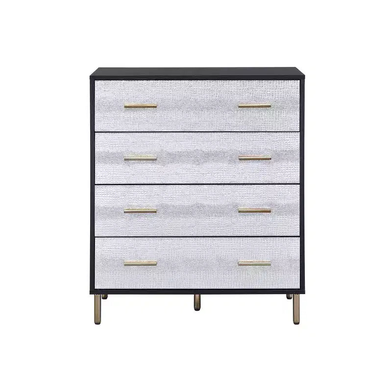 Cassettiera decorativa 32" Myles finitura nera, argento e oro - Acme Furniture: Elegante cassettiera a 5 cassetti, composito di legno, nessun assemblaggio richiesto