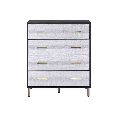 Cassettiera decorativa 32" Myles finitura nera, argento e oro - Acme Furniture: Elegante cassettiera a 5 cassetti, composito di legno, nessun assemblaggio richiesto