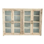 Storied Home Wood 40" Tall 4 Door Decorative Storage Cabinet Brown: Magnetic Closure, Fixed Shelves