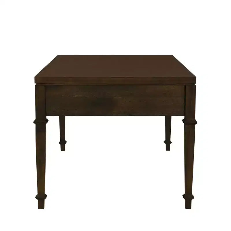 Martha Stewart Kenna Tavolino da Caffè Scanalato a 2 Cassetti Marrone: Legno Impiallacciato Tradizionale, Contenitore, Gambe Affusolate, Dettagli in Ottone